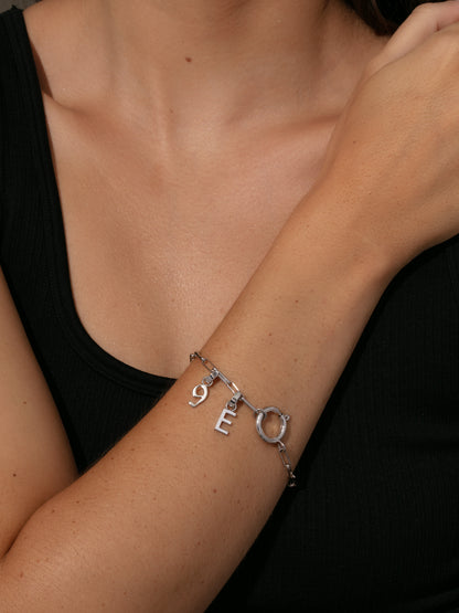 ["Letter Charm ", " Silver ", " Model Image ", " Uncommon James"]