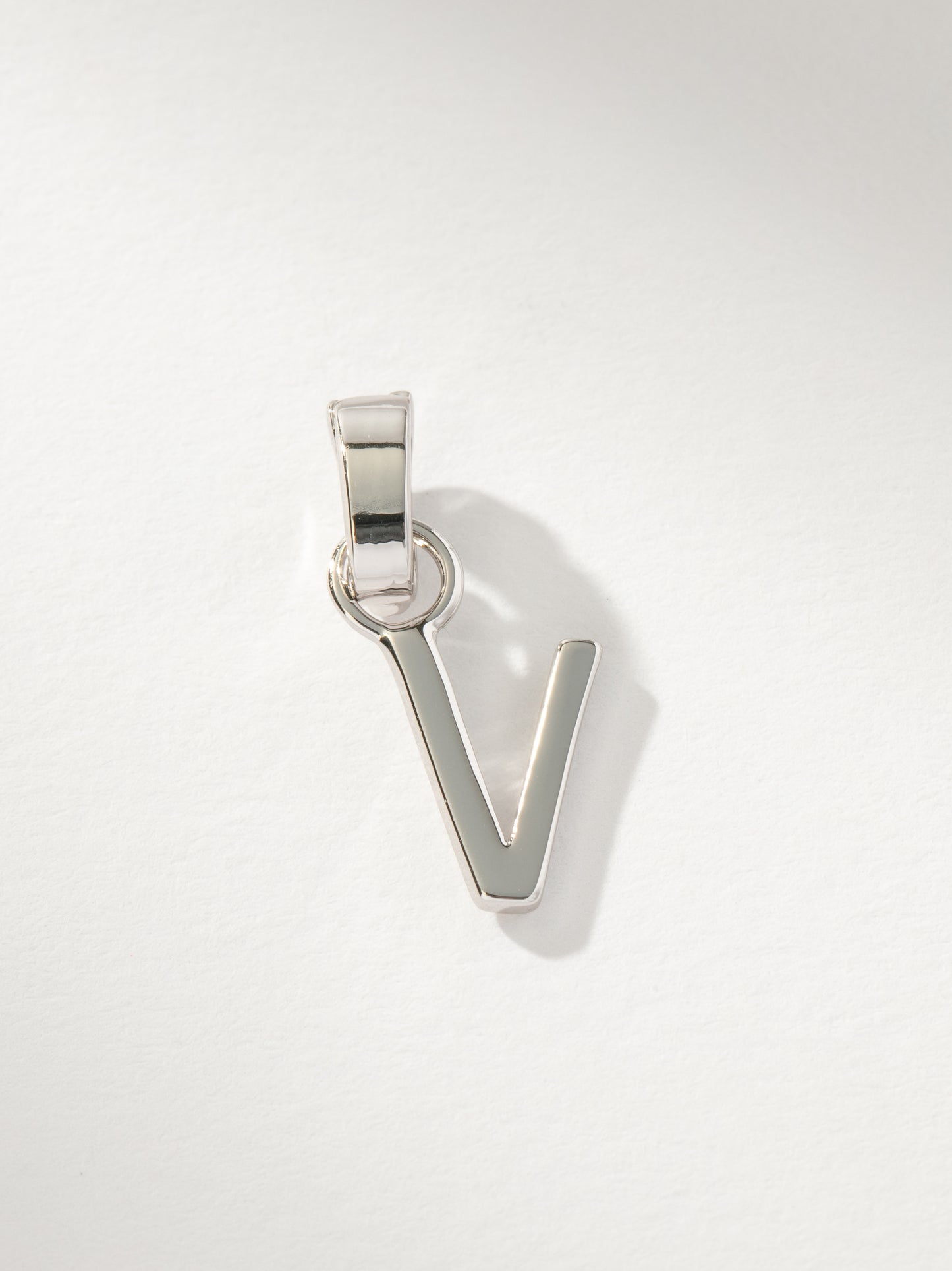 Letter Charm | Silver Solid V | Product Image | Uncommon James