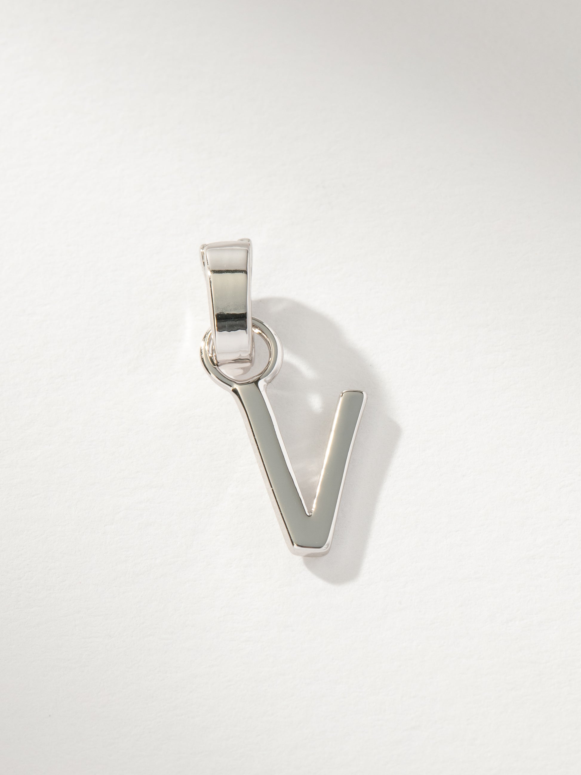 Letter Charm | Silver Solid V | Product Image | Uncommon James