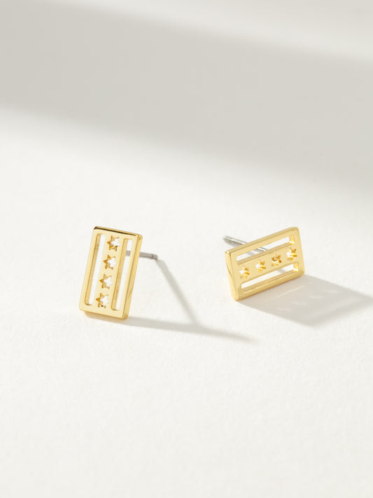 Chicago Flag Stud Earrings | Gold | Product Image | Uncommon James