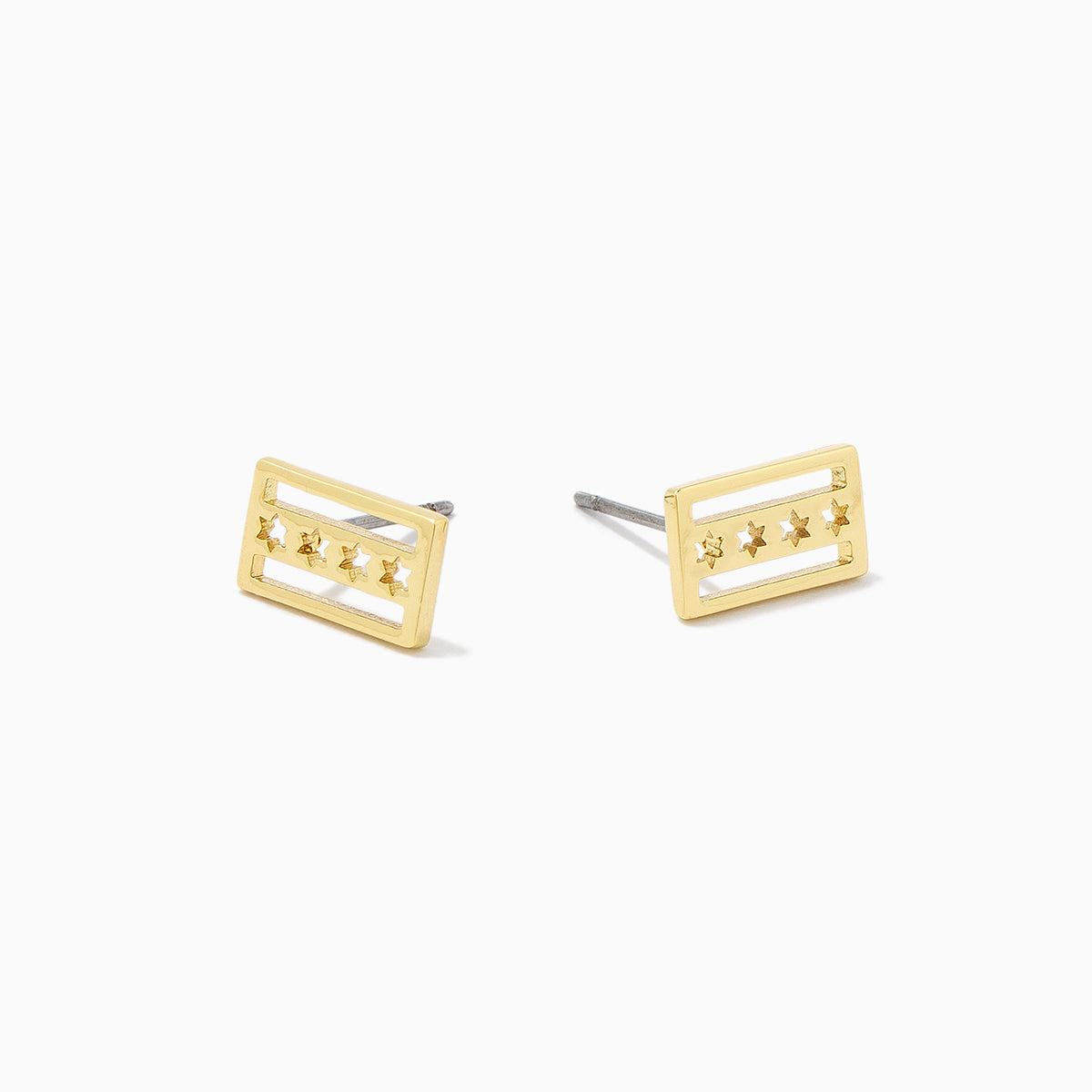 Chicago Flag Stud Earrings | Gold | Product Detail Image | Uncommon James