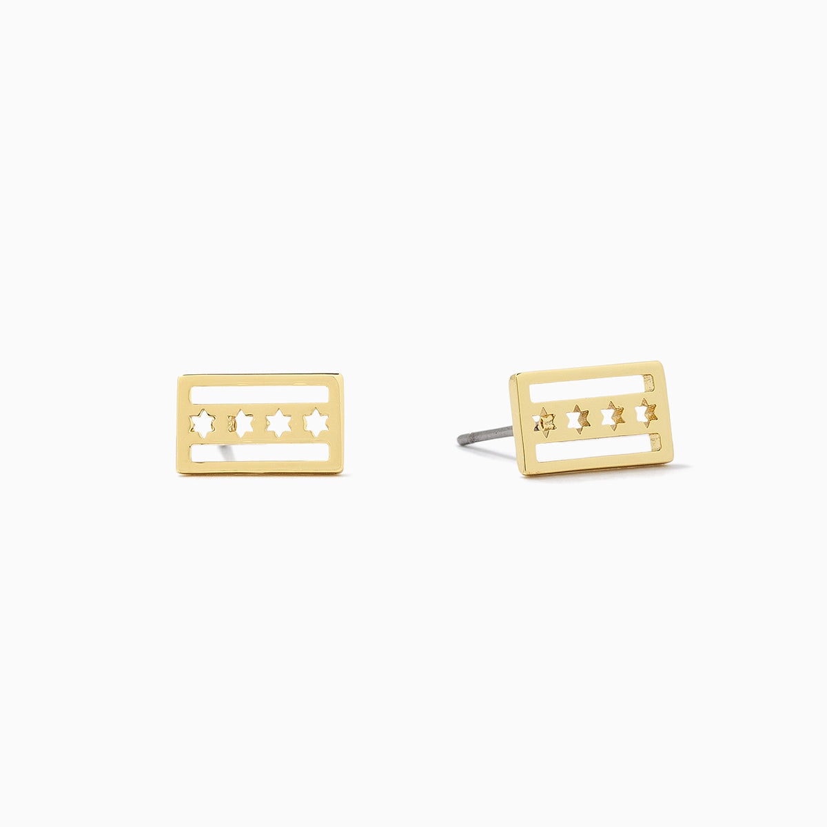 Chicago Flag Stud Earrings | Gold | Product Image | Uncommon James