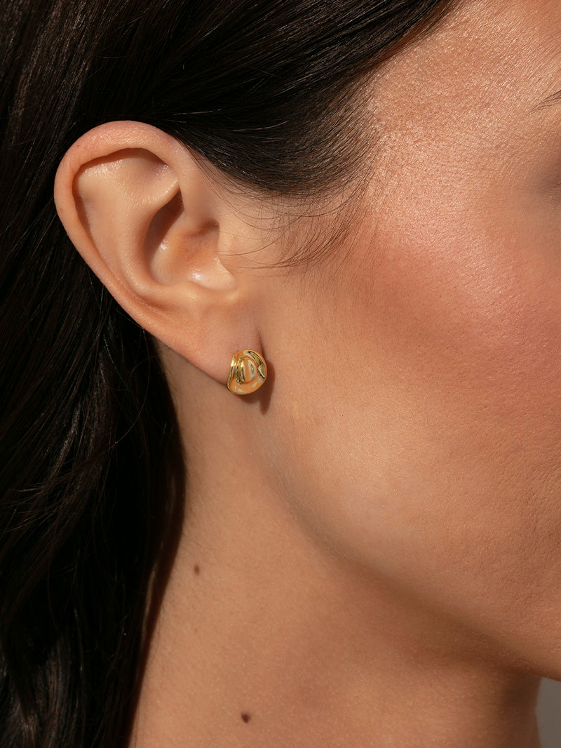 Cowboy Hat Stud Earrings | Gold | Model Image 2 | Uncommon James