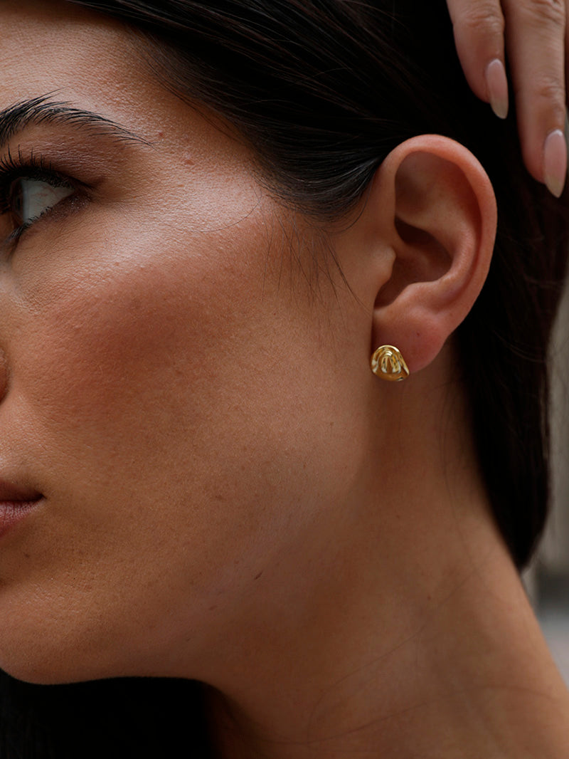 Cowboy Hat Stud Earrings | Gold | Model Image 3 | Uncommon James