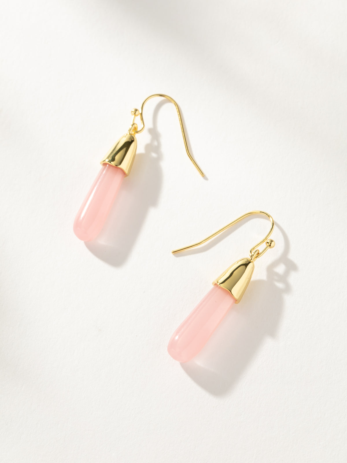Slim Waterdrop Pink Topaz Gemstone Dangle Earrings For Women – Lab-Created, Silver Plated, Nickel-Free