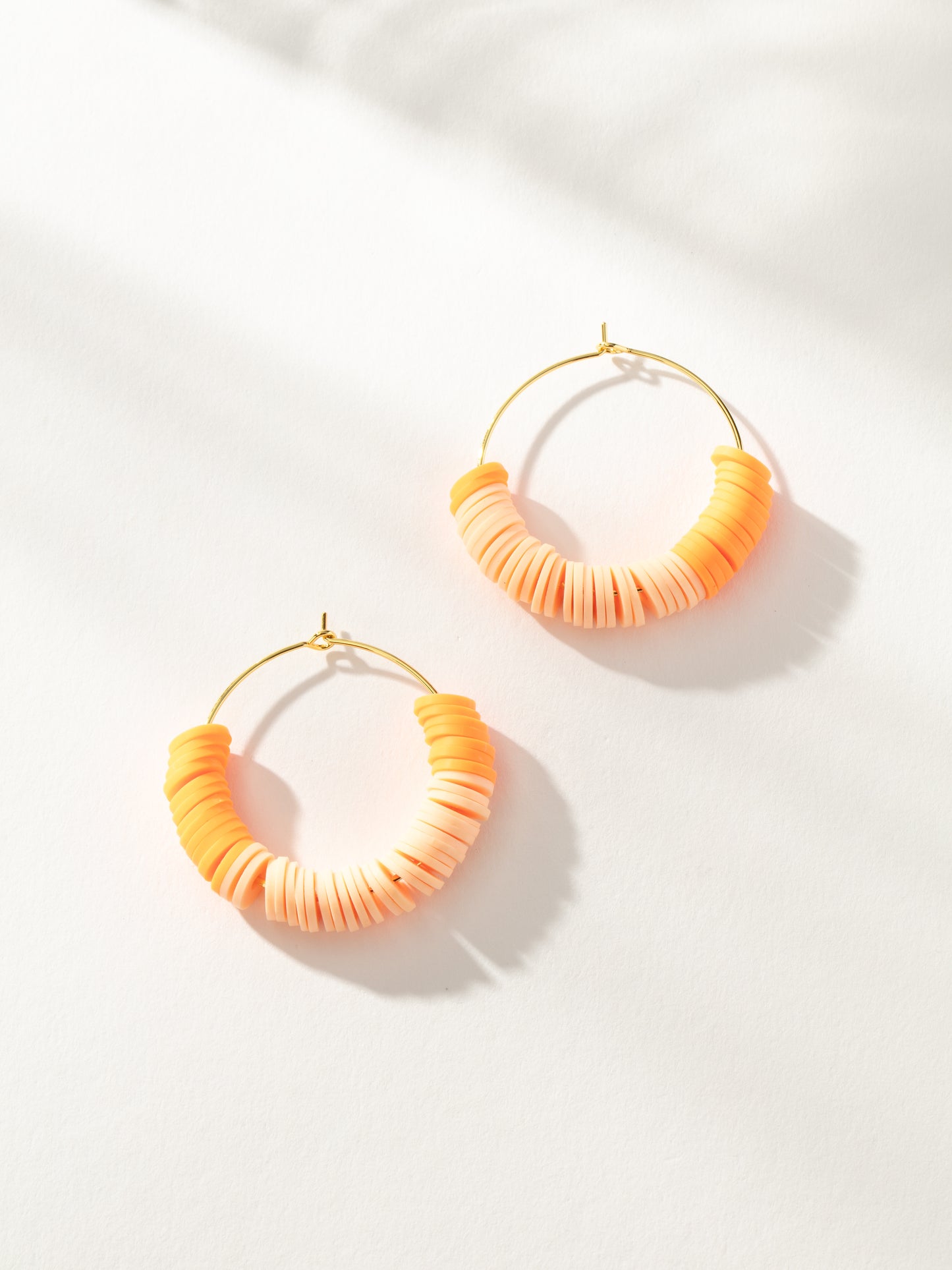 Heishi Bead Hoop Earrings | Gold Peach | Product Image | Uncommon James