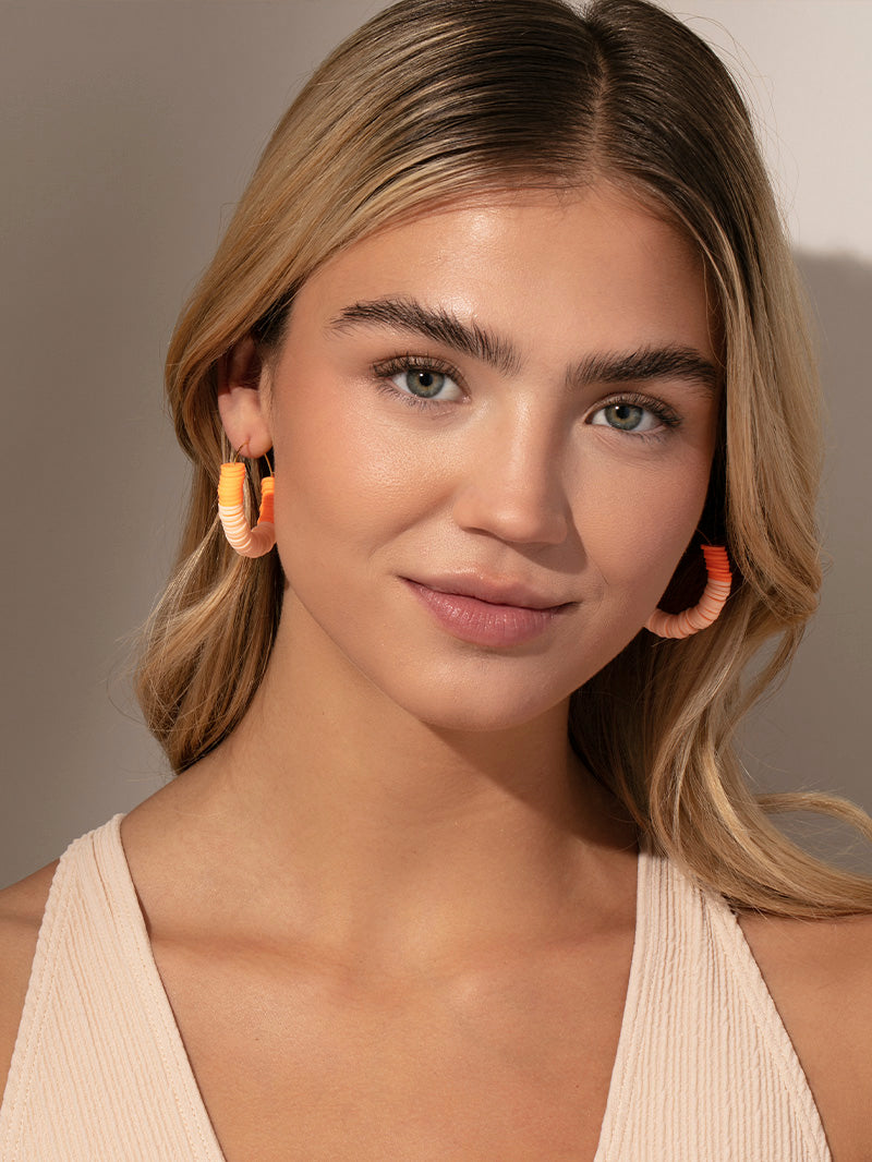 Colorful Heishi Bead Hoop Earrings in Gold | Uncommon James