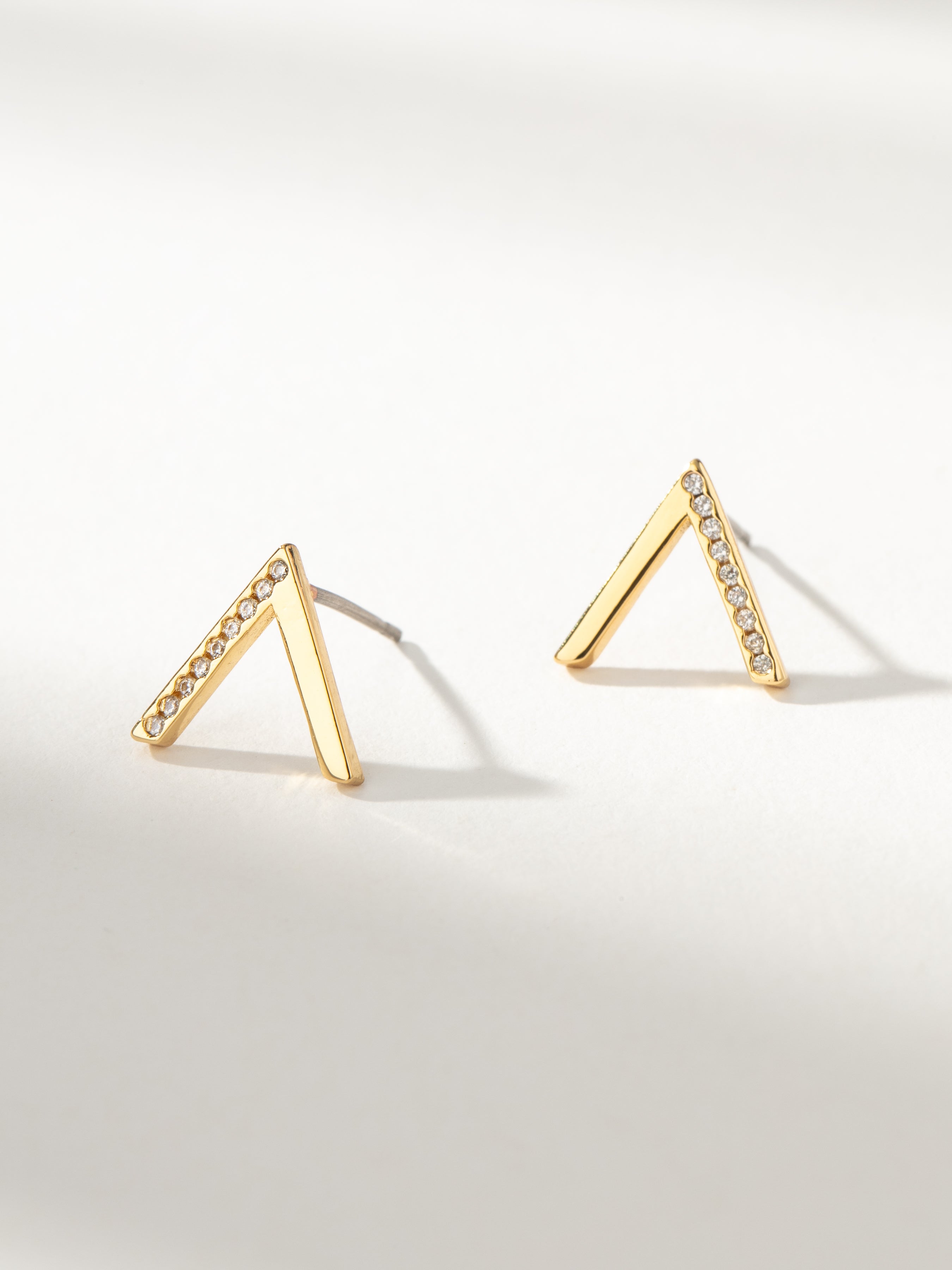 Little Stud 2.0 Pavé V-Shaped Earrings in Gold | Uncommon James