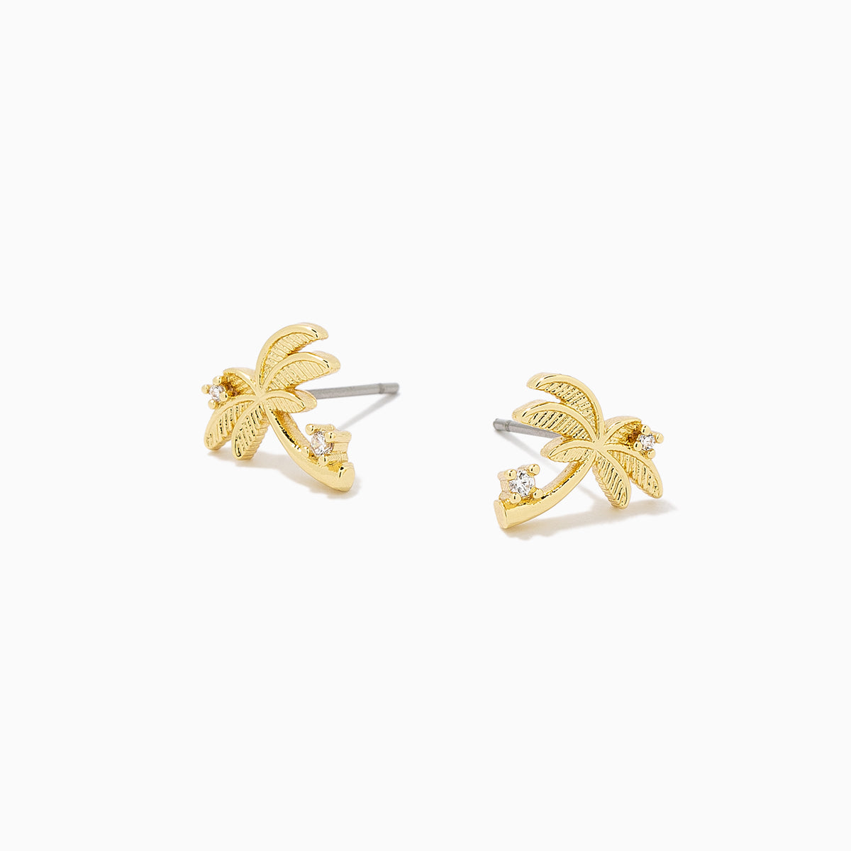 Palm Tree Stud Earrings | Gold | Product Detail Image | Uncommon James