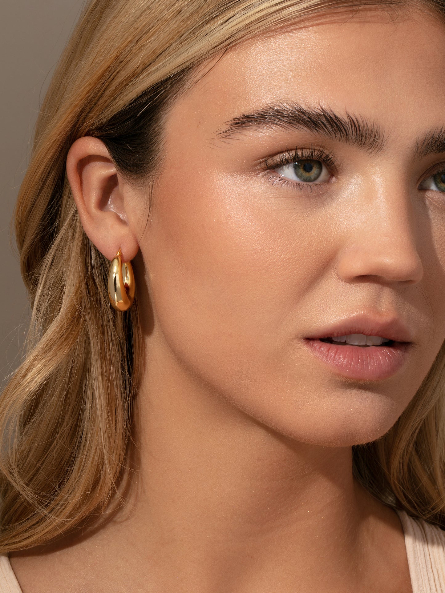 Rare Hoop Earrings | Gold | Model Image | Uncommon James