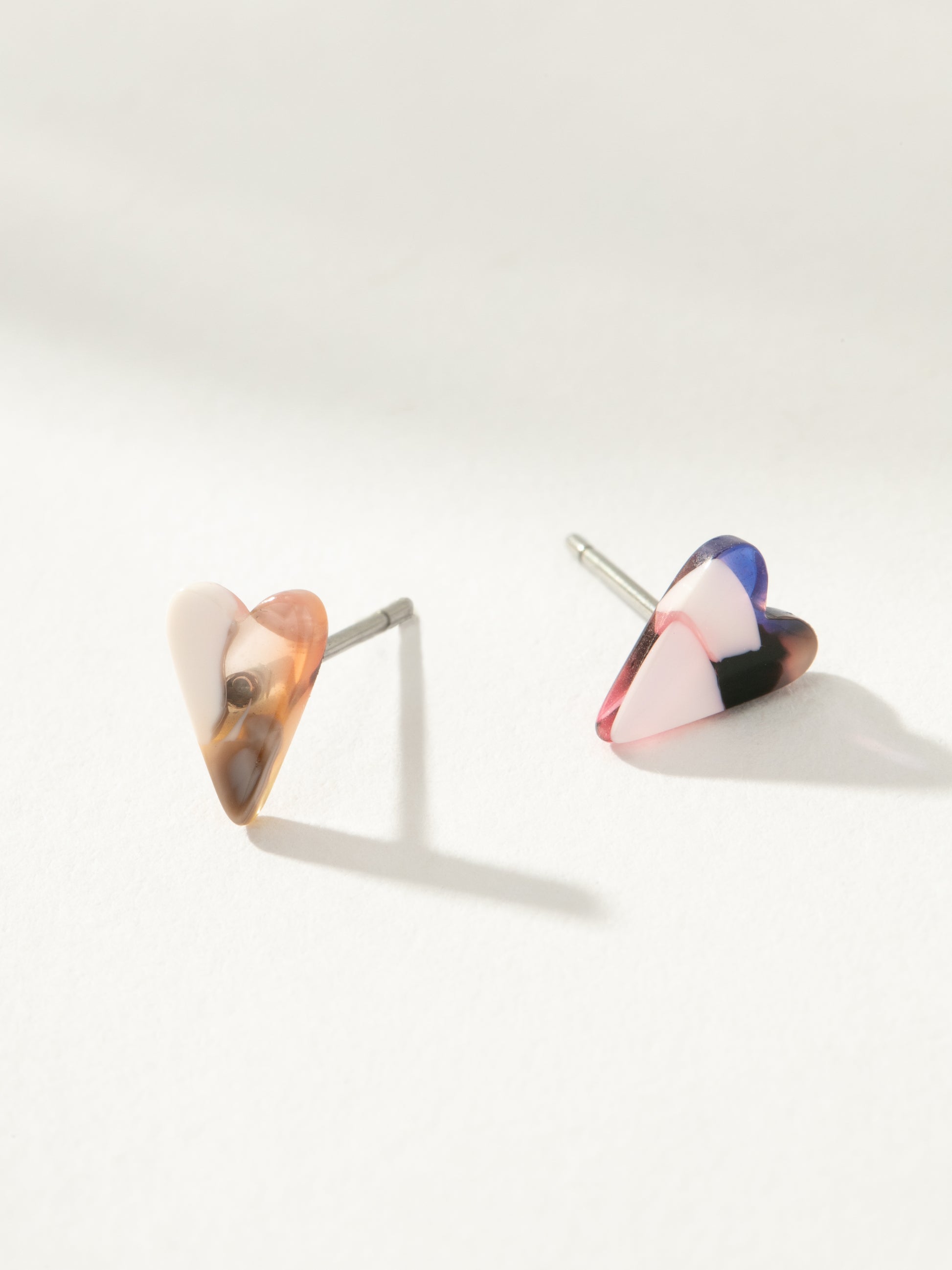 Resin Heart Stud Earrings | Pink Resin | Product Image | Uncommon James