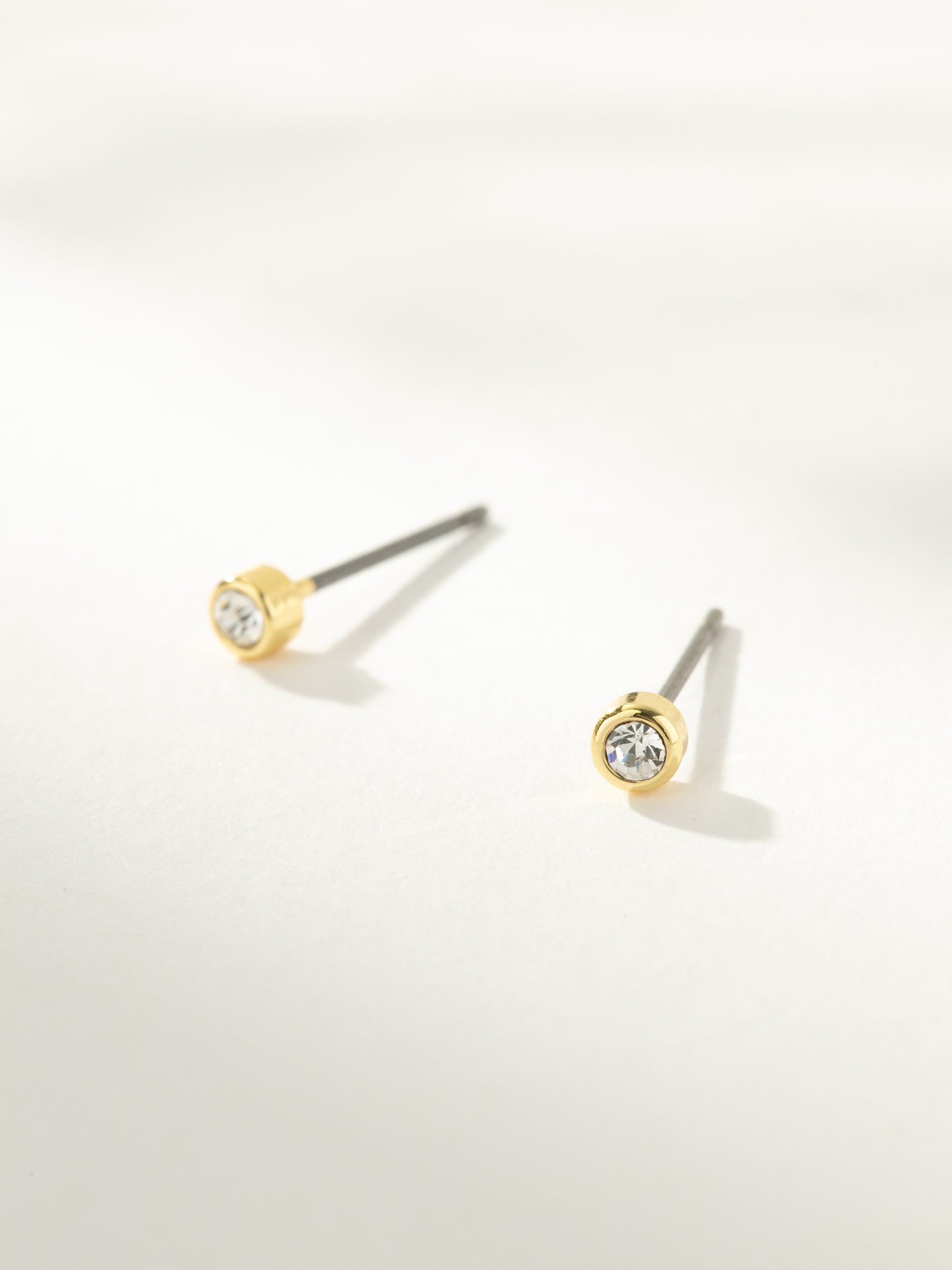 Simple Cubic Zirconia Stone Stud Earrings in Gold Uncommon James