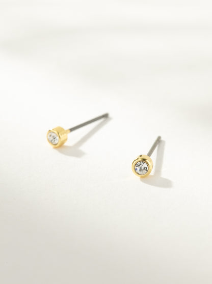 Simple Cubic Zirconia Stone Stud Earrings in Gold Uncommon James