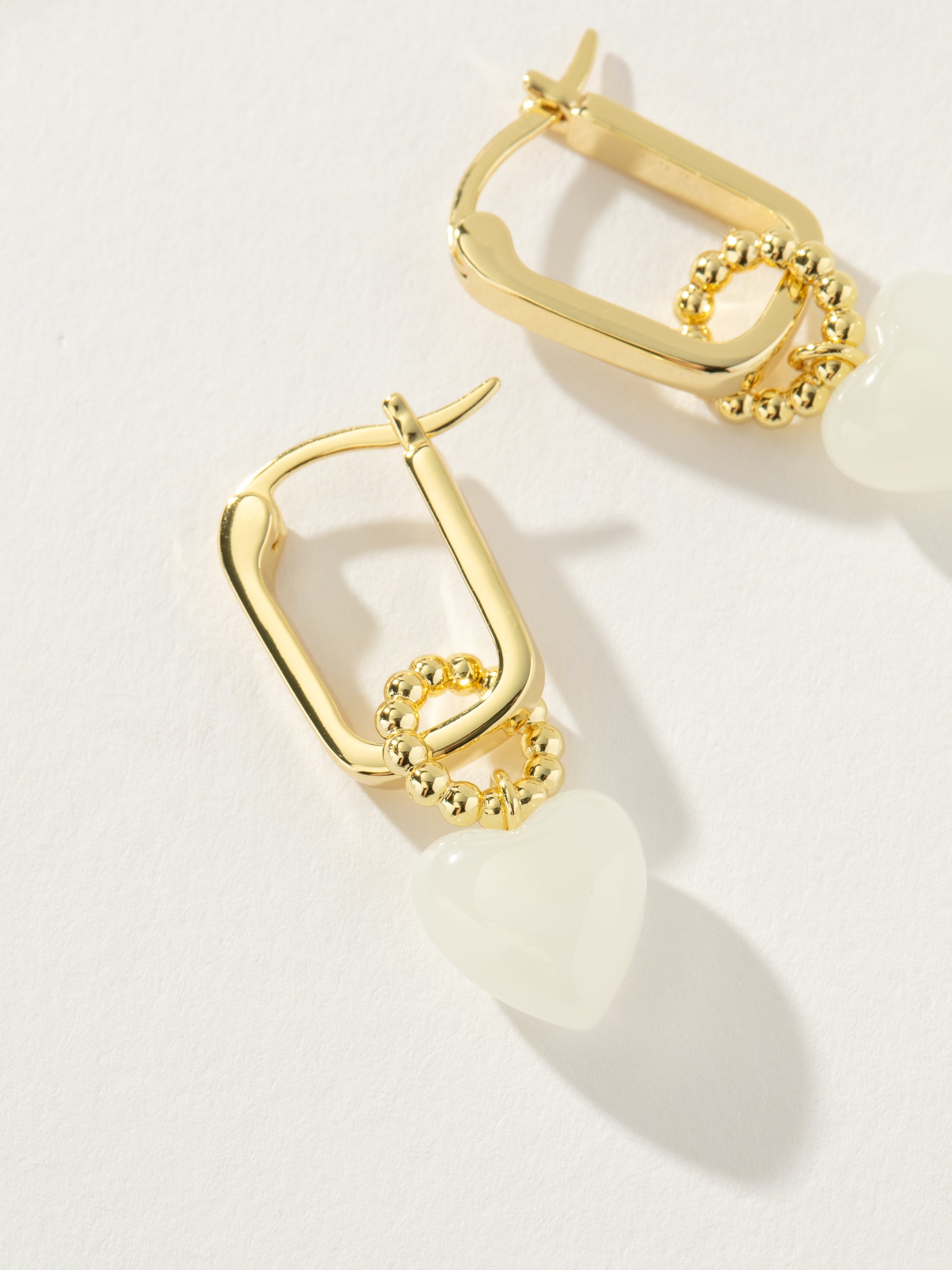 Sweetheart Earrings | Gold White | Product Detail Image | Uncommon James