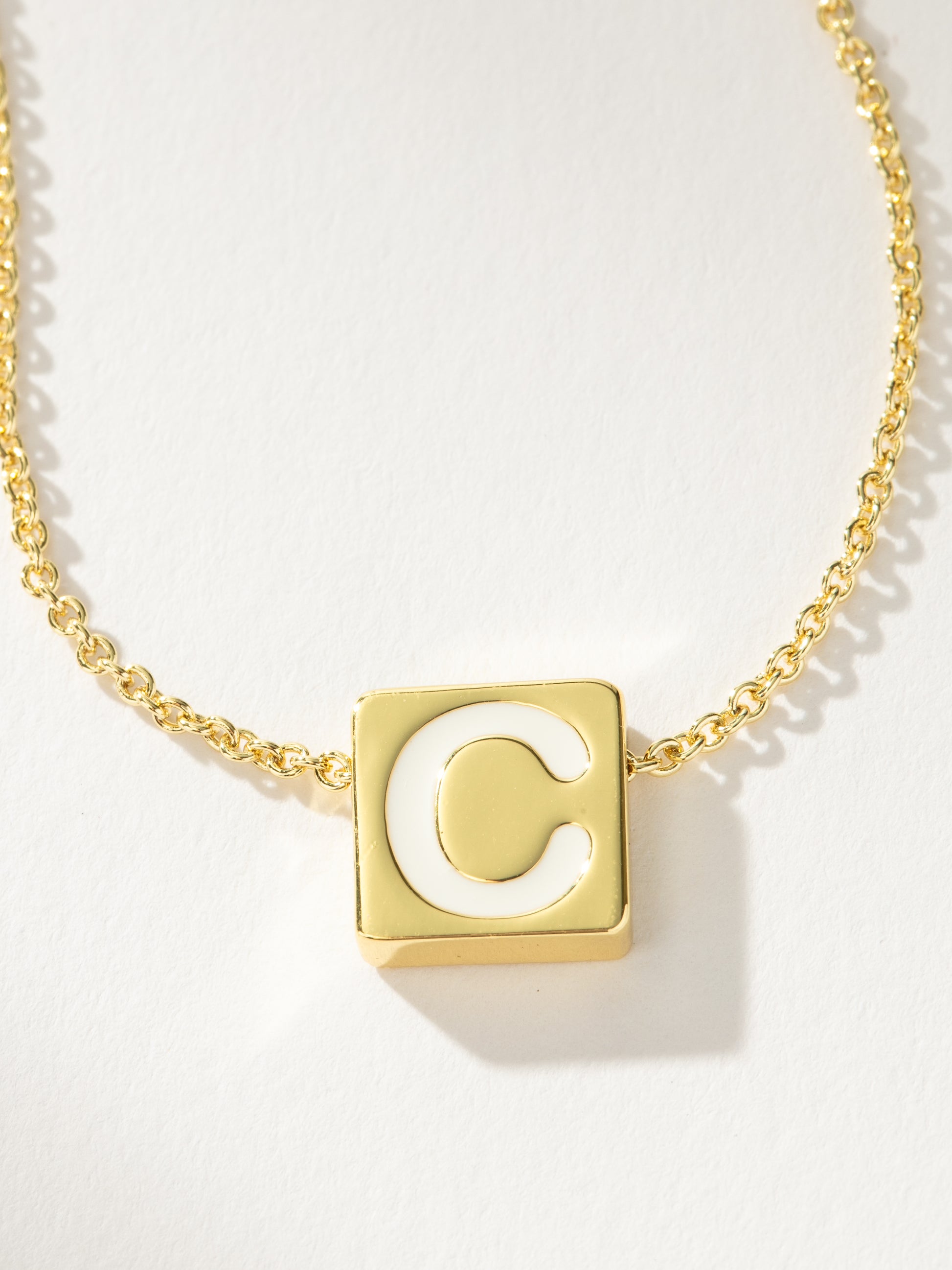 Bold Letter Necklace | Gold C | Product Detail Image | Uncommon James