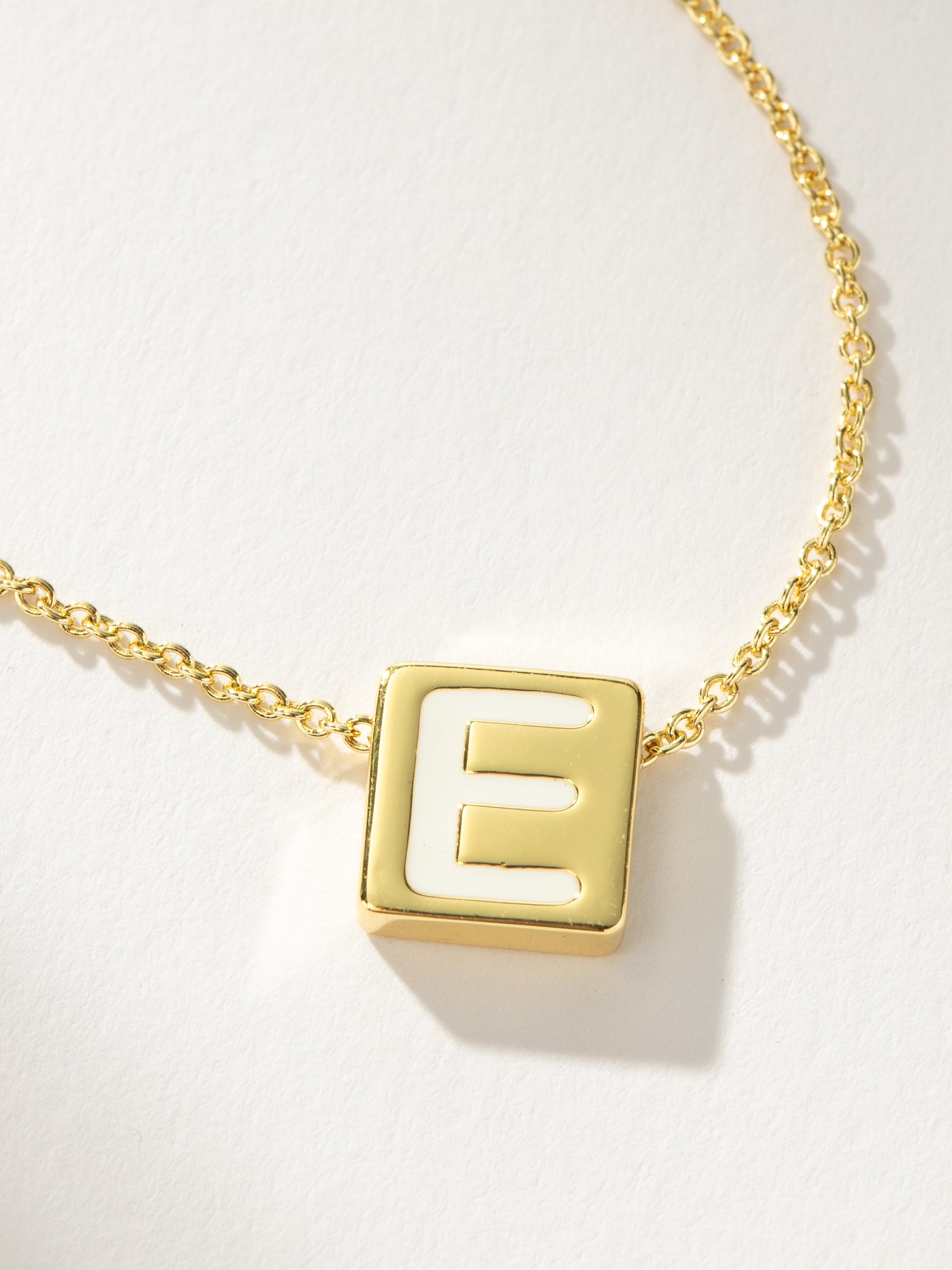 Bold Letter Necklace | Gold E | Product Detail Image | Uncommon James