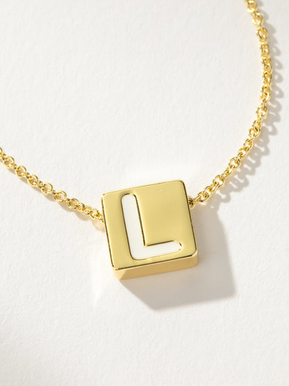 ["Bold Letter Necklace ", " Gold L ", " Product Detail Image ", " Uncommon James"]
