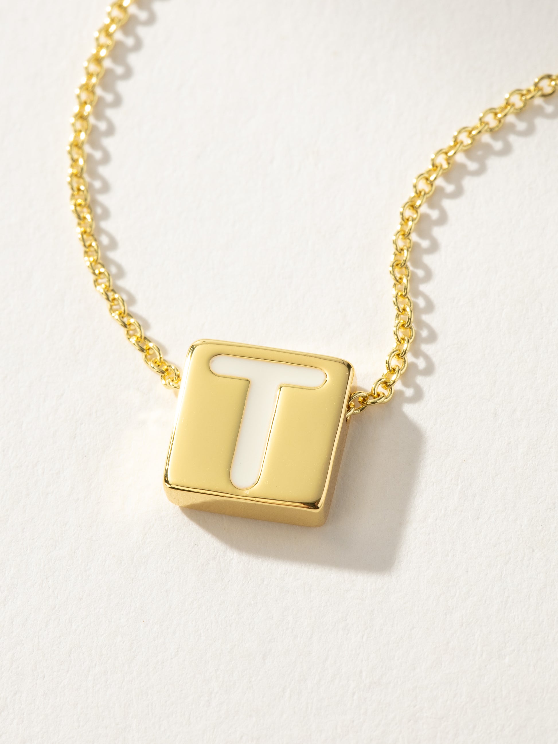 Bold Letter Necklace | Gold T | Product Detail Image | Uncommon James