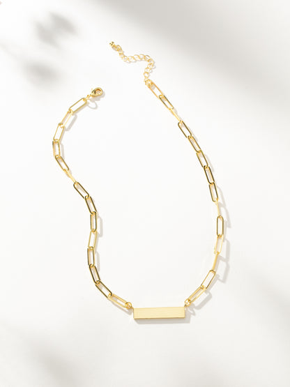 ["Chain and Bar Necklace ", " Gold ", " Product Image ", " Uncommon James"]