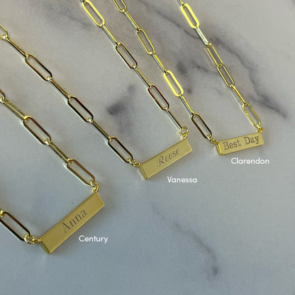 ["Chain and Bar Necklace ", " Gold ", " Lifestyle Image 2 ", " Uncommon James"]
