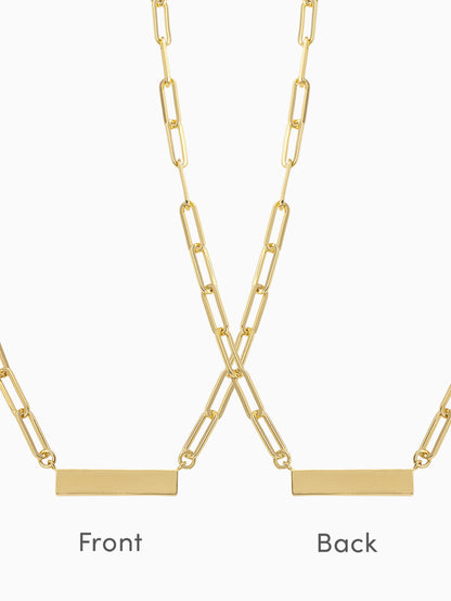 ["Chain and Bar Necklace ", " Gold ", " Product Image ", " Uncommon James"]