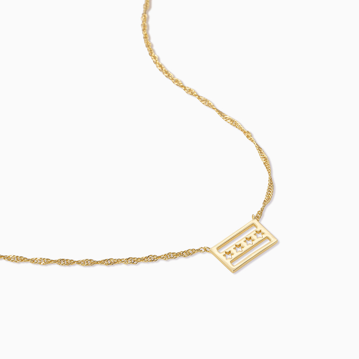Chicago Flag Chain and Pendant Necklace in Gold