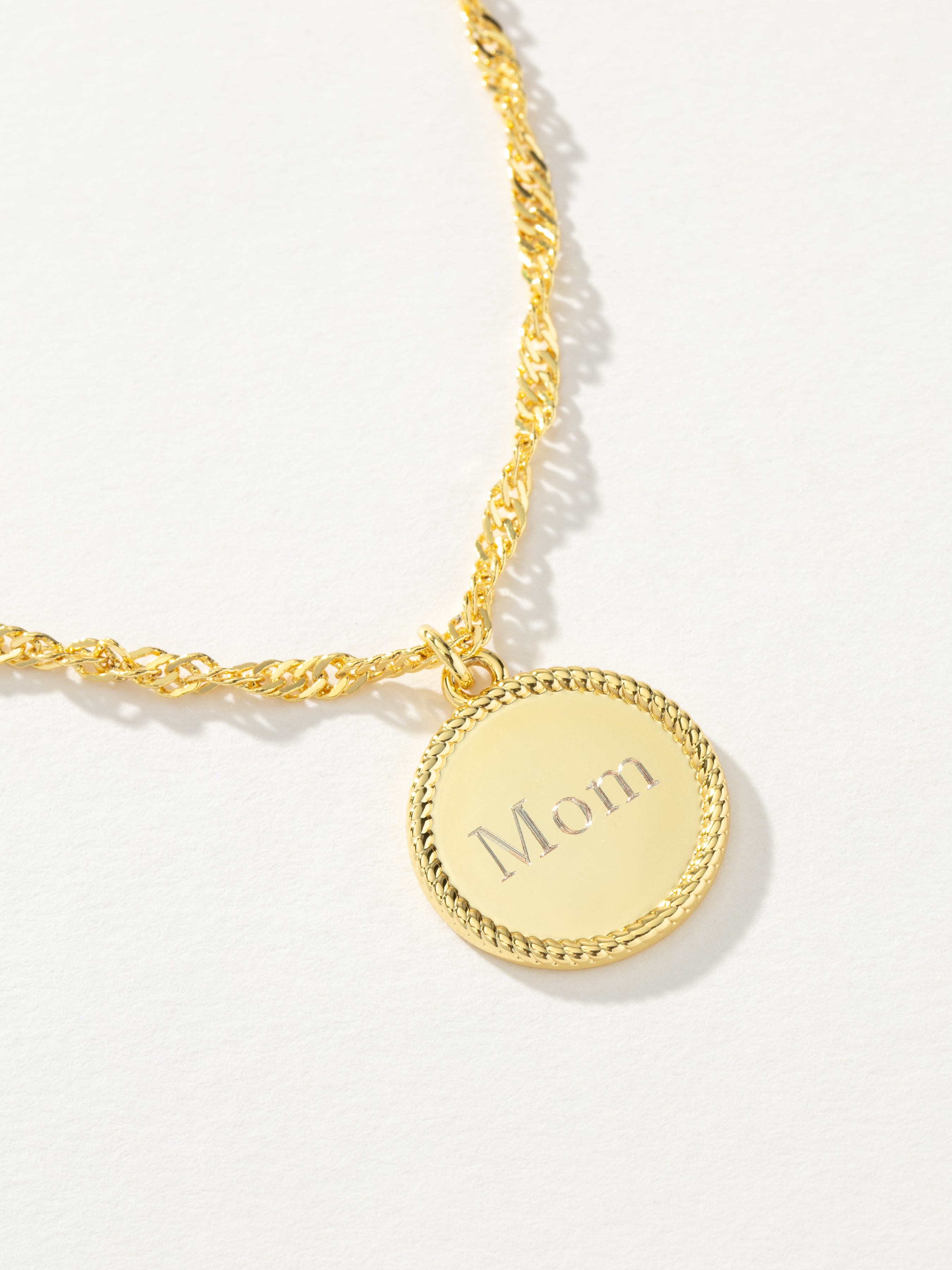 Gold Mom Pendant Necklace | Engraved Necklace | Uncommon James