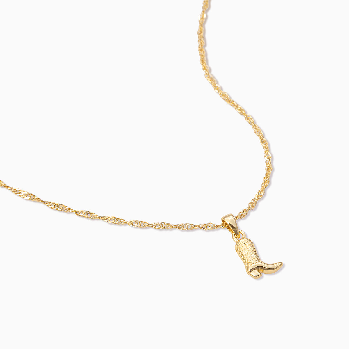 Cowboy Boot Pendant Necklace | Gold | Product Detail Image | Uncommon James