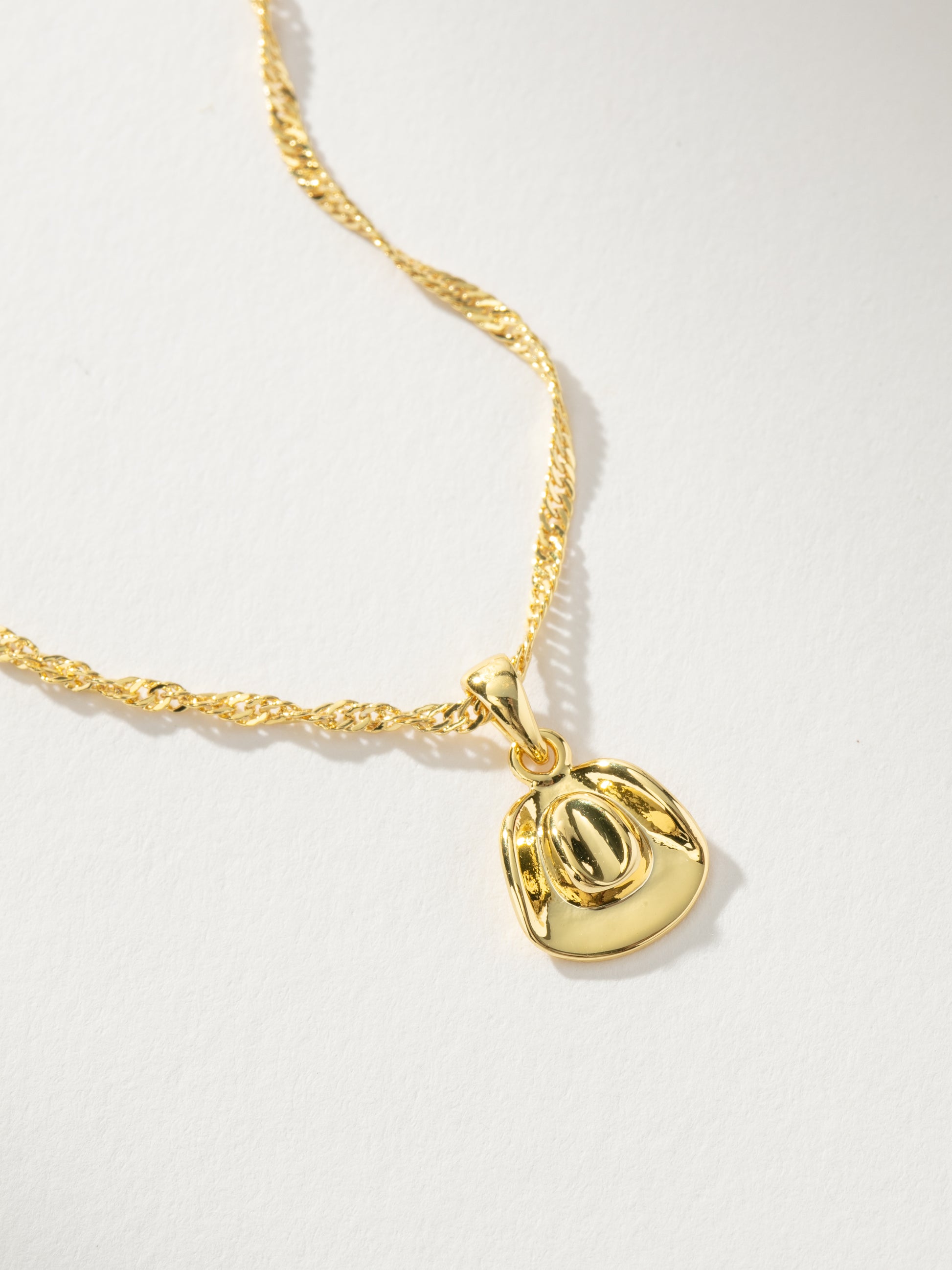 Cowboy Hat Pendant Necklace | Gold | Product Detail Image | Uncommon James