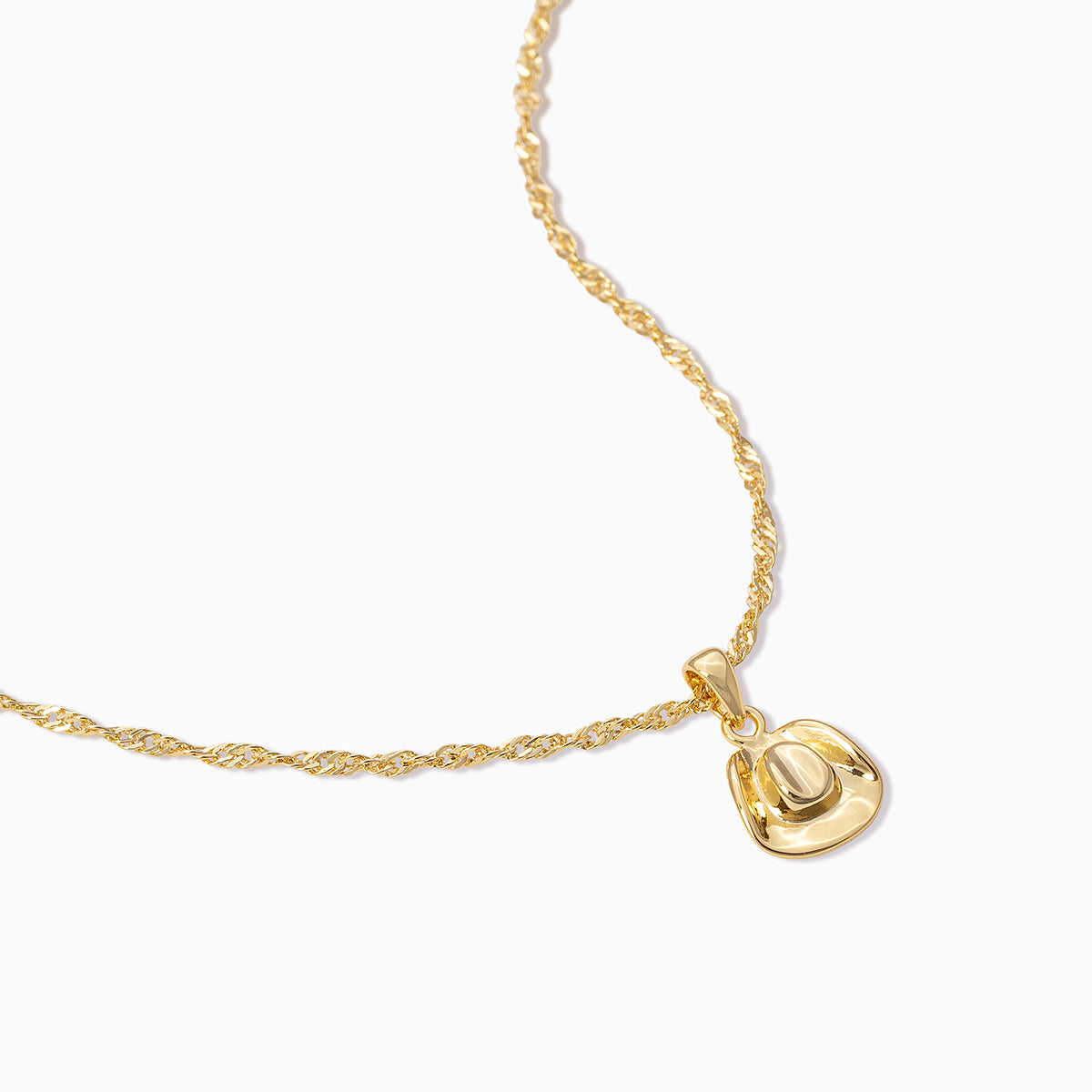 Cowboy Hat Pendant Necklace | Gold | Product Detail Image | Uncommon James