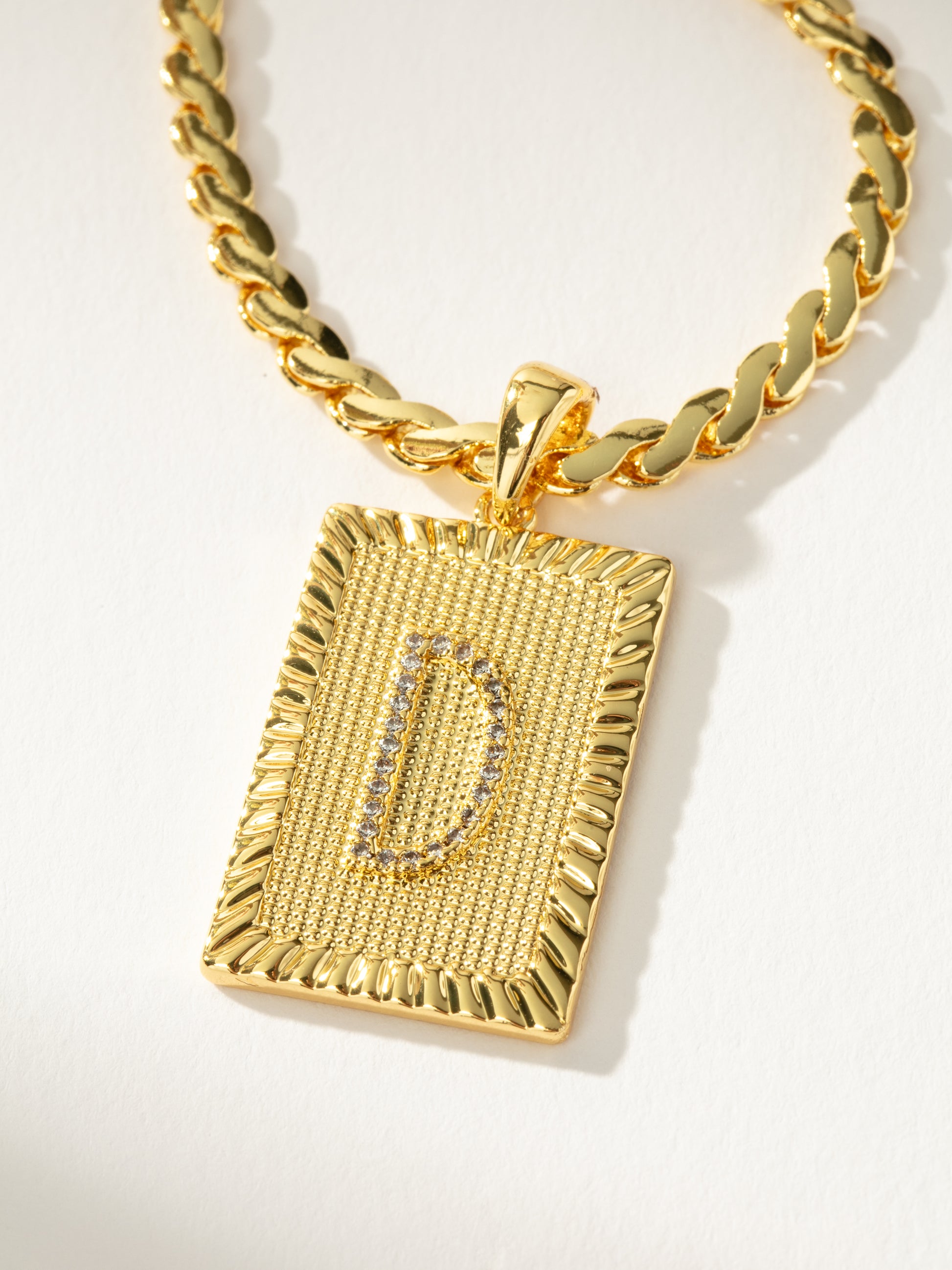 Letter Chain Necklace | Gold D | Product Detail Image | Uncommon James