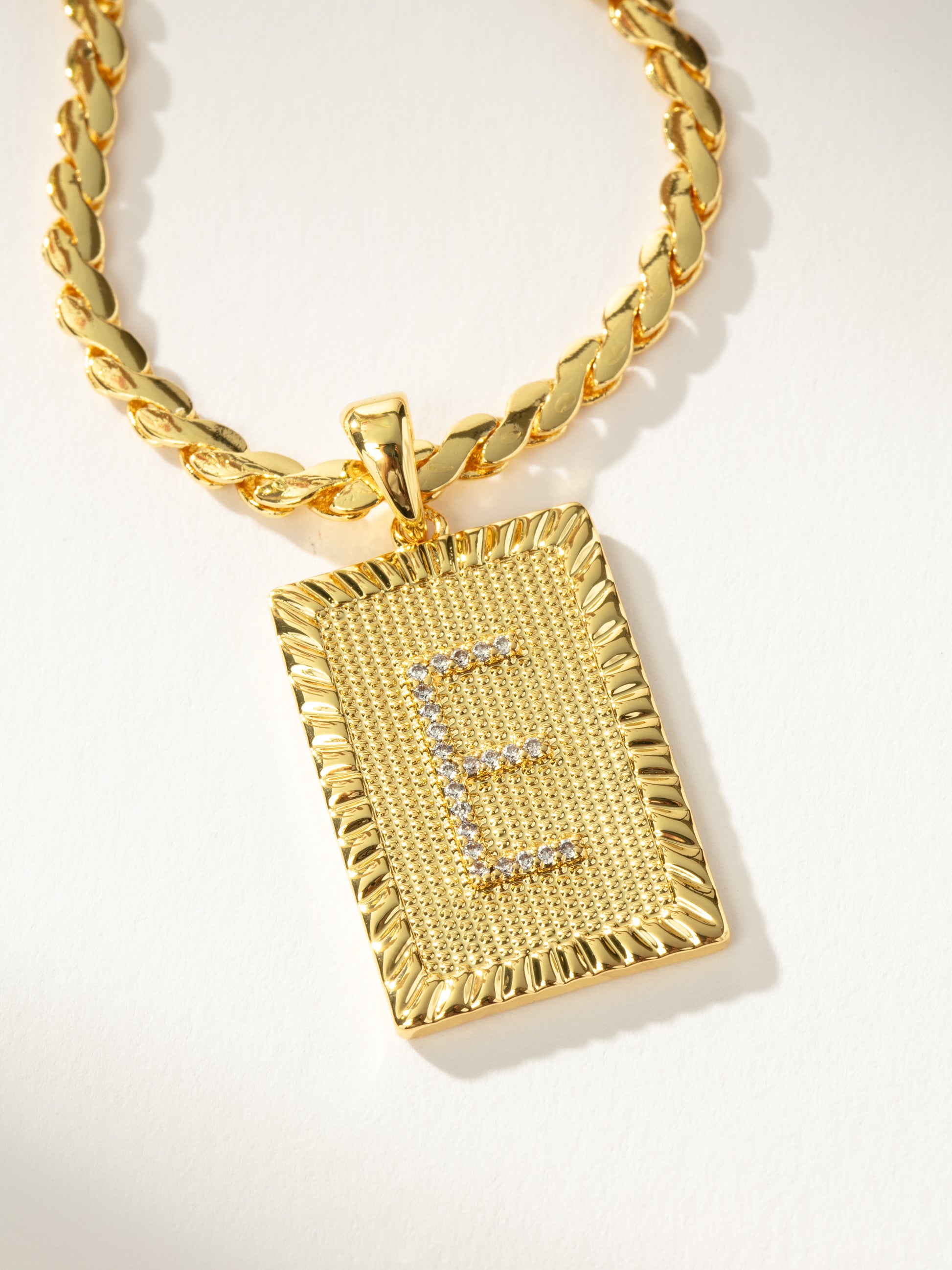 Letter Chain Necklace | Gold E | Product Detail Image | Uncommon James