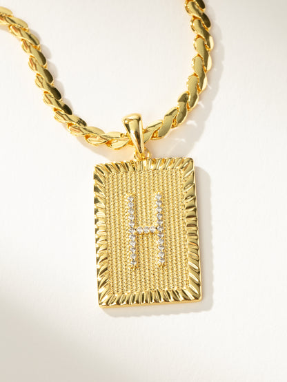 ["Letter Chain Necklace ", " Gold H ", " Product Detail Image ", " Uncommon James"]