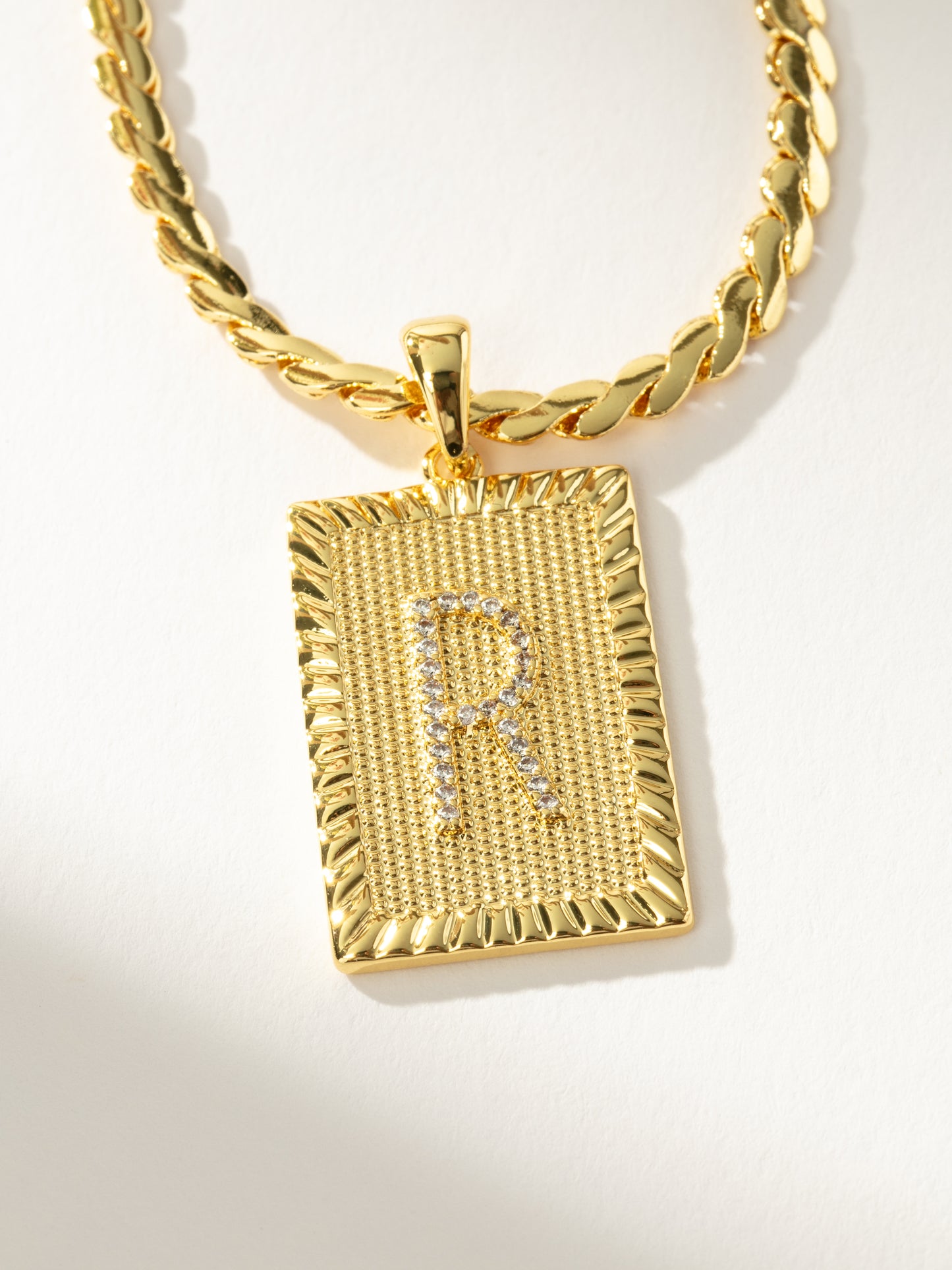 Letter Chain Necklace | Gold R | Product Detail Image | Uncommon James