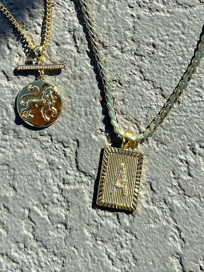 ["Letter Chain Necklace ", " Gold ", " Lifestyle Image ", " Uncommon James"]