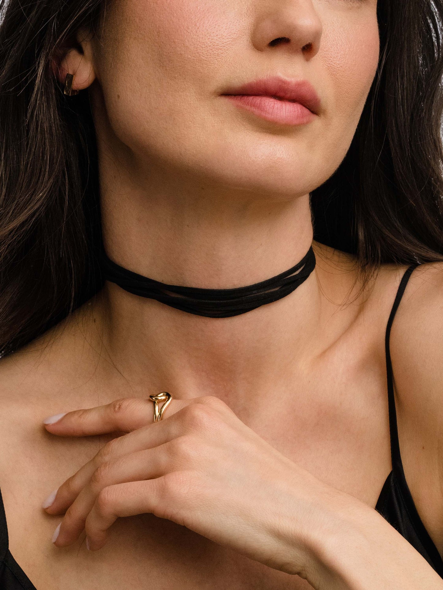 Laguna Black Choker Necklace | Faux Leather | Model Image | Uncommon James