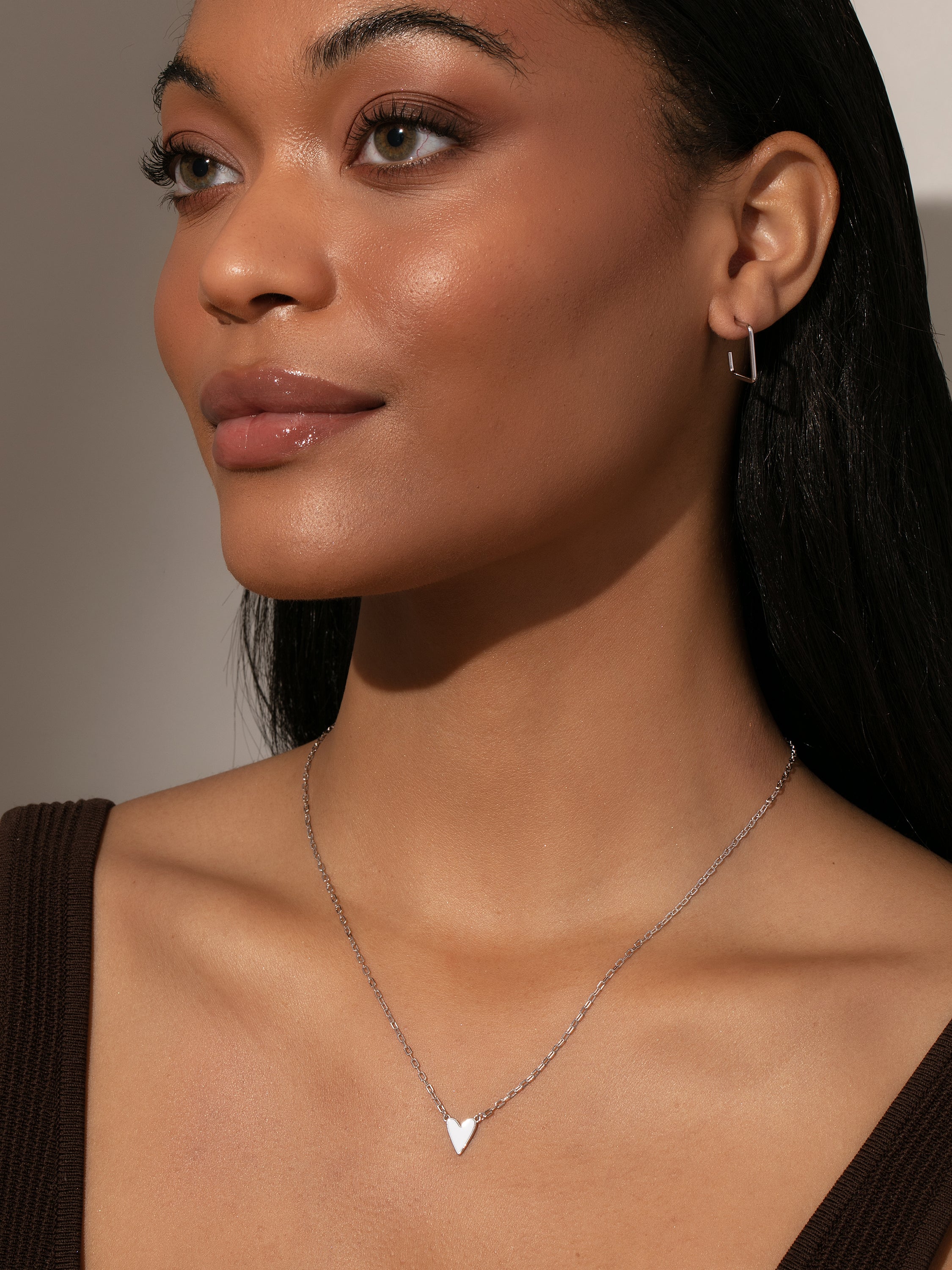 Tiny heart necklace sterling silver sales