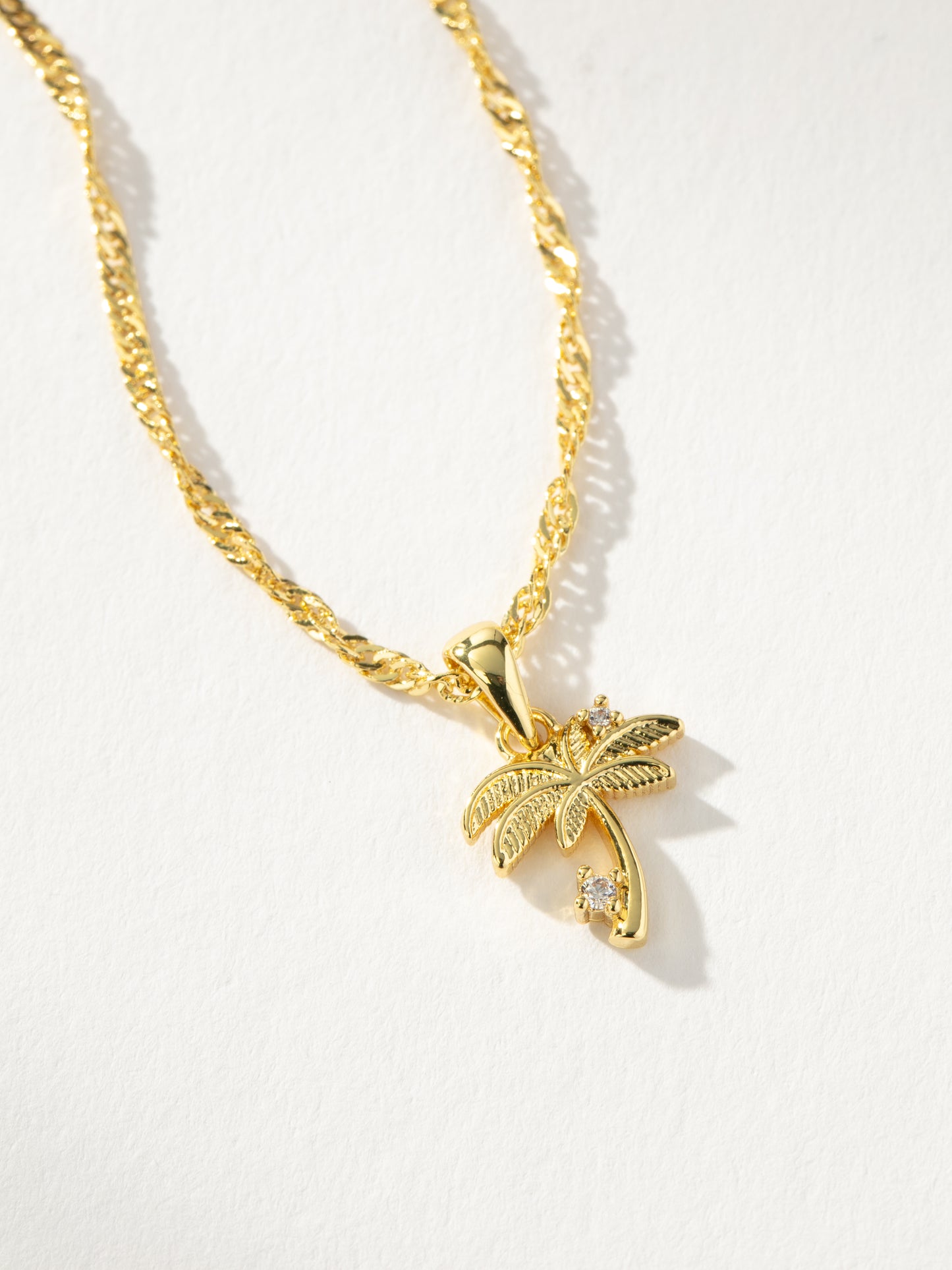Palm Tree Pendant Necklace | Gold | Product Detail Image | Uncommon James