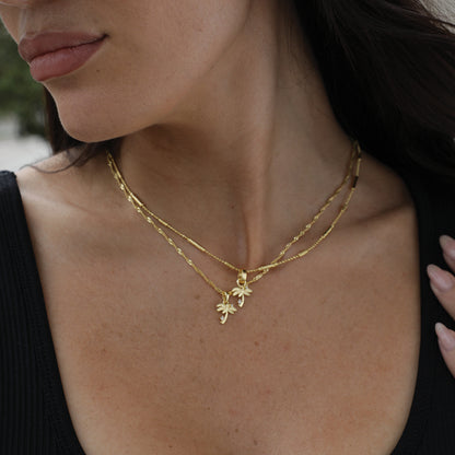 Palm Tree Pendant Necklace | Gold | Model Image | Uncommon James