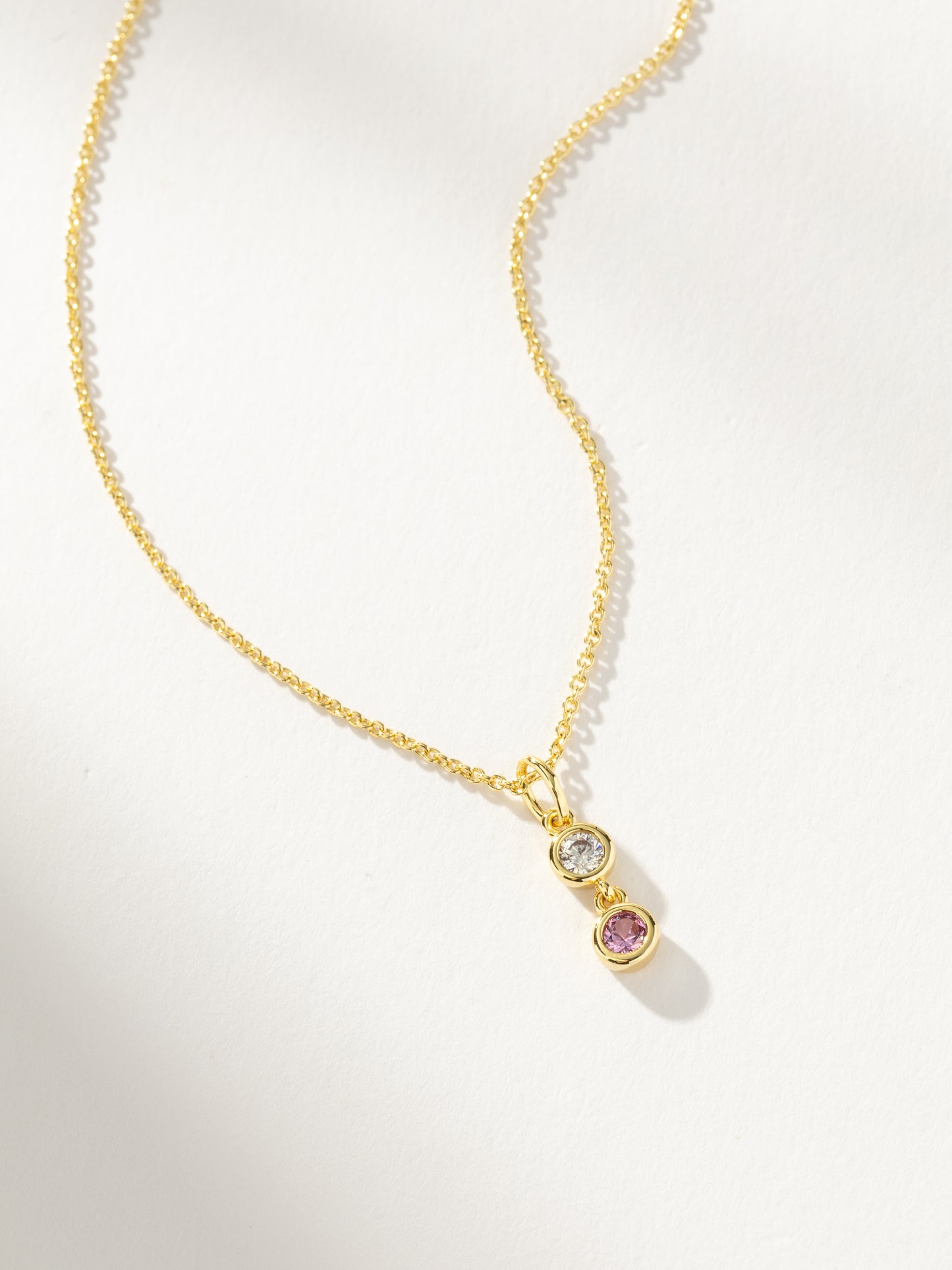 Pink and White Gem Necklace | Gold | Product Detail Image | Uncommon James