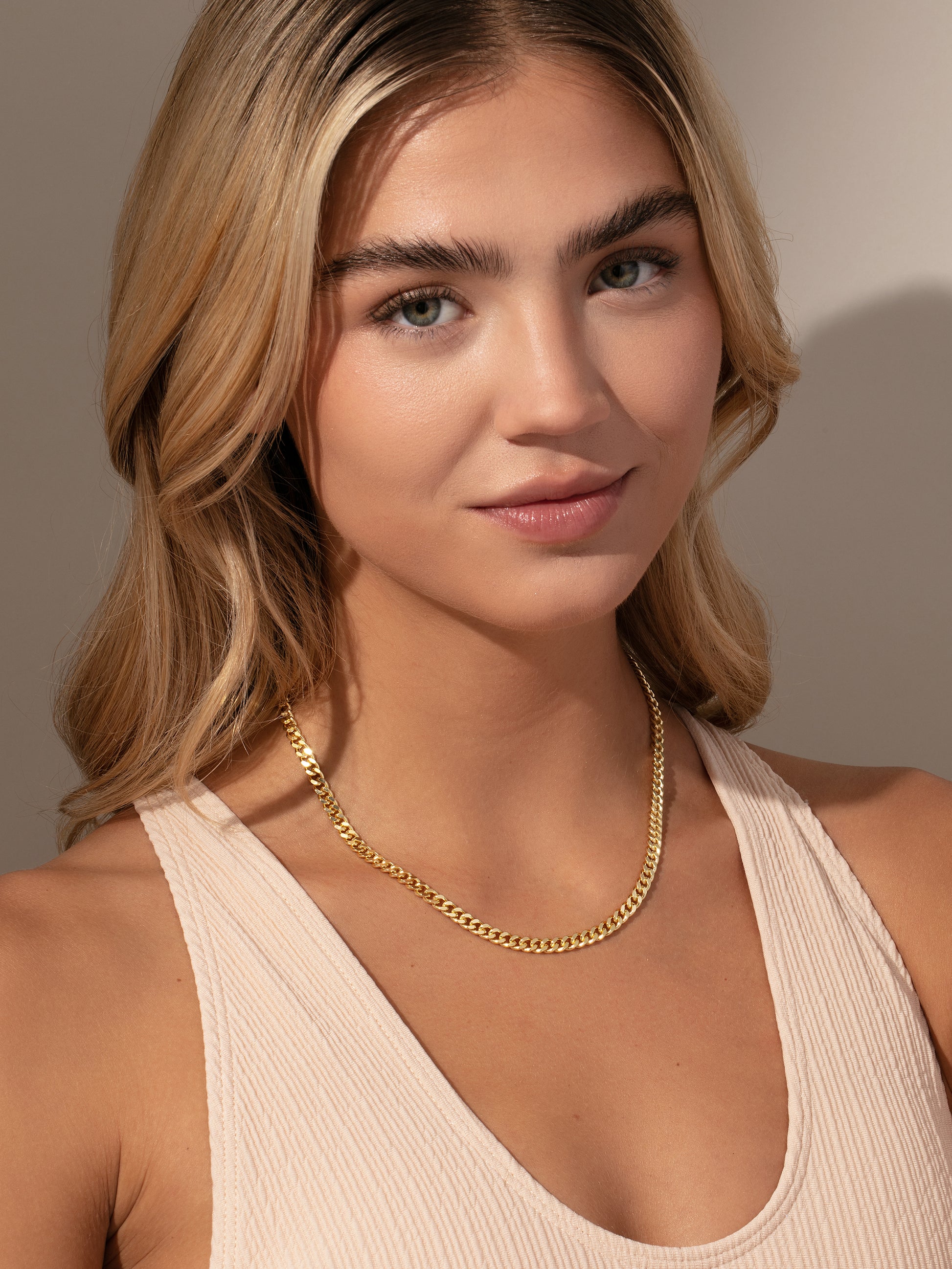 Rebellious Curb Chain Necklace | Gold | Model Image | Uncommon James