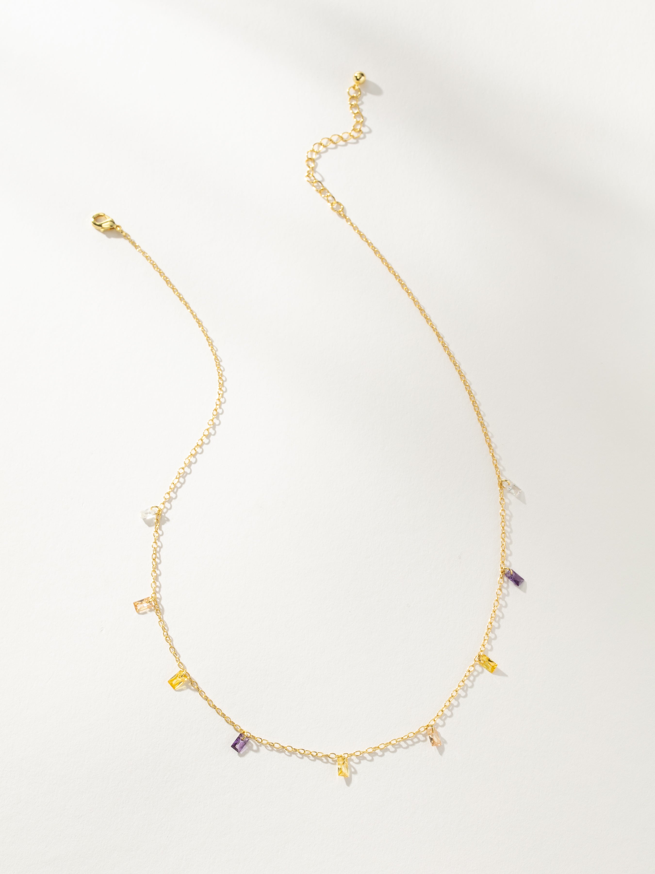 Watercolor Gem and Dainty Chain Necklace in Gold | Uncommon James