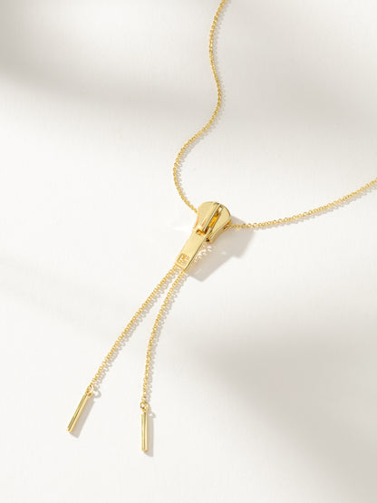 ["Adjustable Zipper Necklace ", " Gold ", " Product Detail Image ", " Uncommon James"]