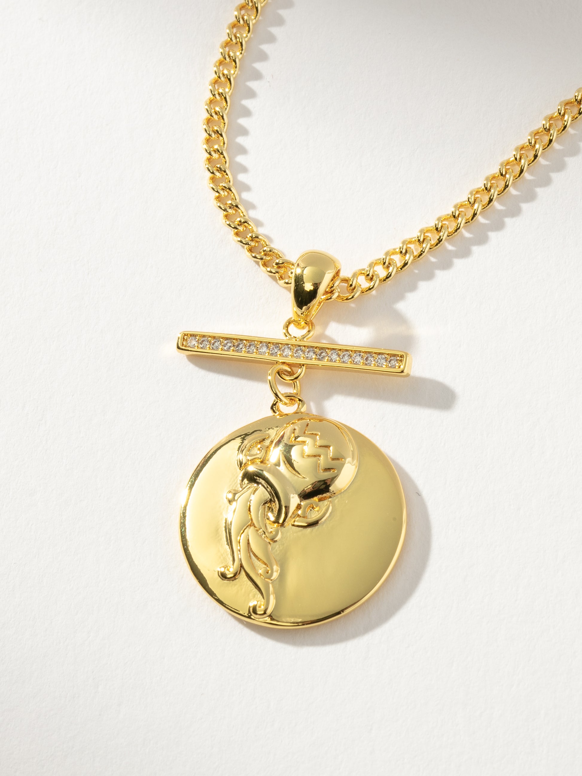 Zodiac Pendant Necklace | Gold Aquarius | Product Detail Image | Uncommon James