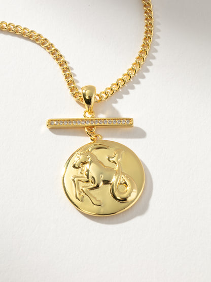 ["Zodiac Pendant Necklace ", " Gold Capricorn ", " Product Detail Image ", " Uncommon James"]