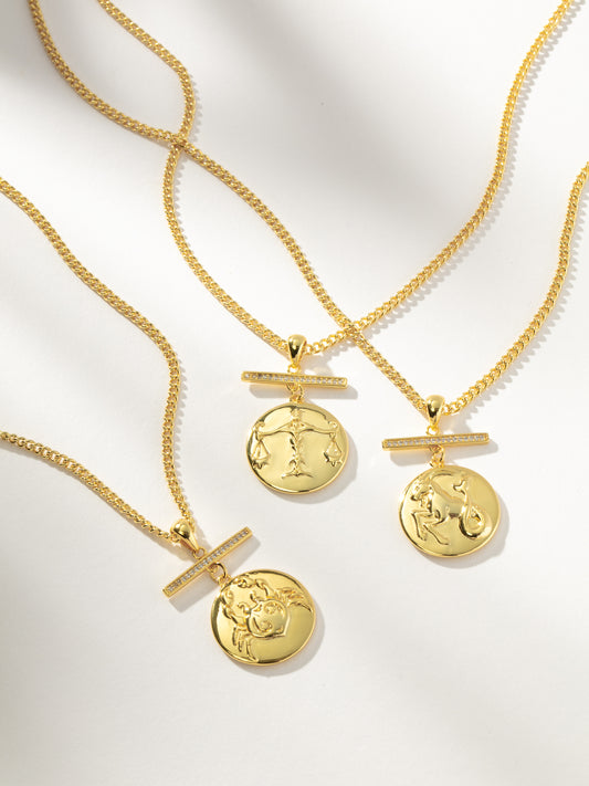 Zodiac Pendant Necklace | Gold | eComm Image | Uncommon James