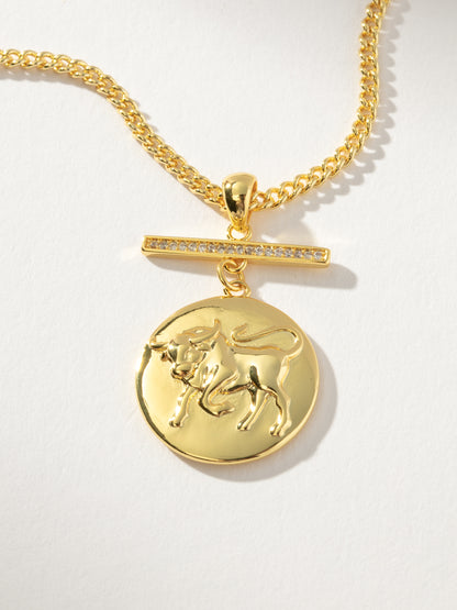 ["Zodiac Pendant Necklace ", " Gold Taurus ", " Product Detail Image ", " Uncommon James"]