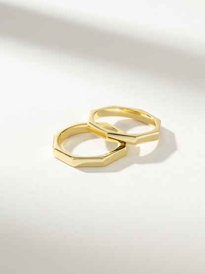 Octagon Ring (Set of 2) | Gold | Product Image | Uncommon James