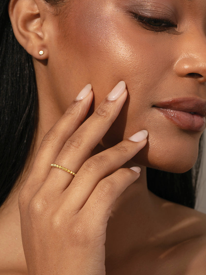 Textured Stud Ring | Gold | Model Image | Uncommon James