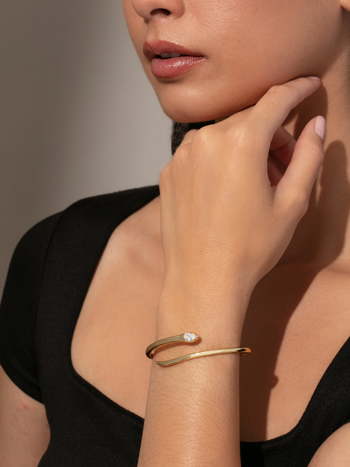 Spiral Snake Bangle Bracelet in Gold | Uncommon James display picture 3